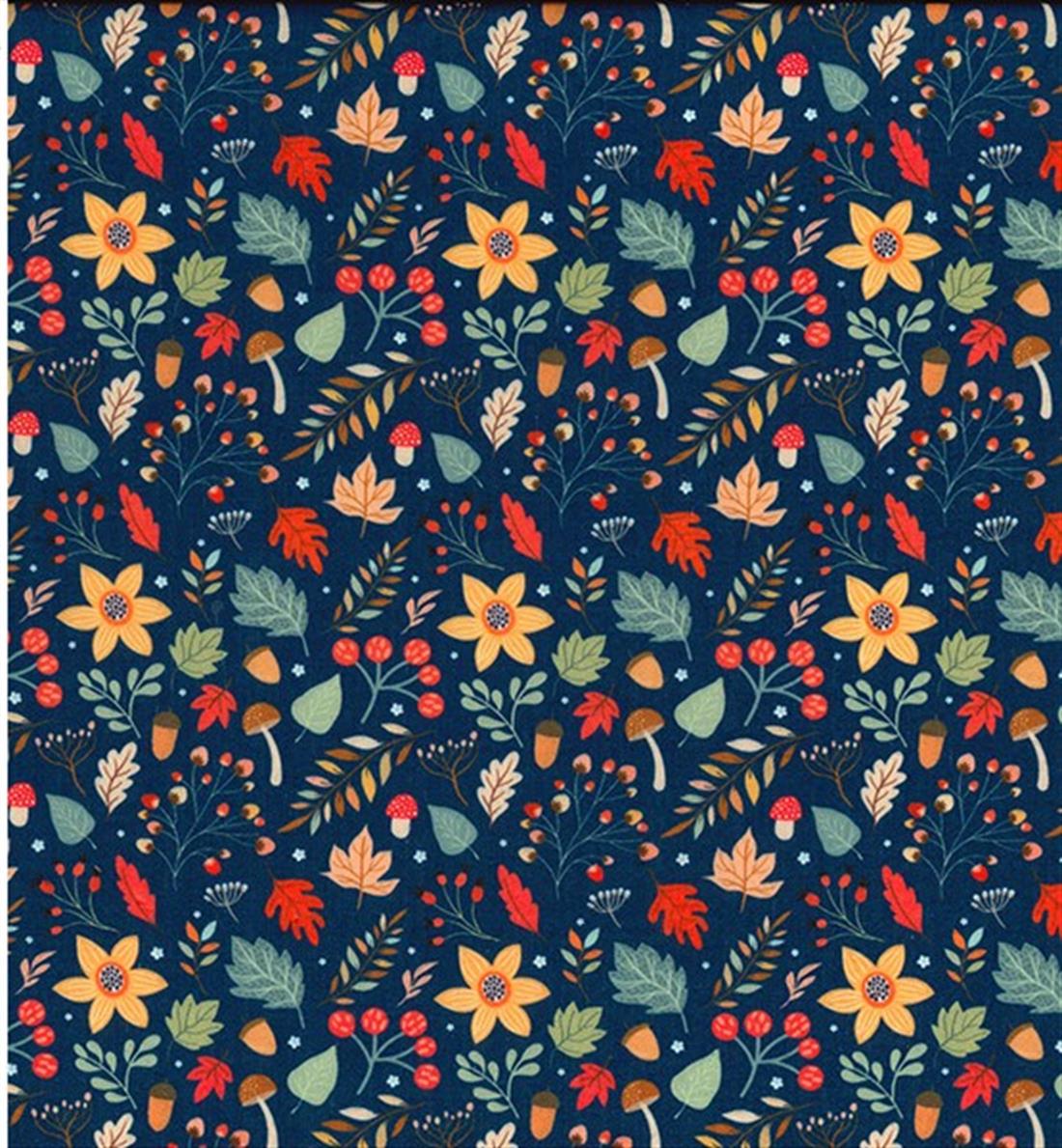 Floral Buller Square Printed Polycotton Fabric