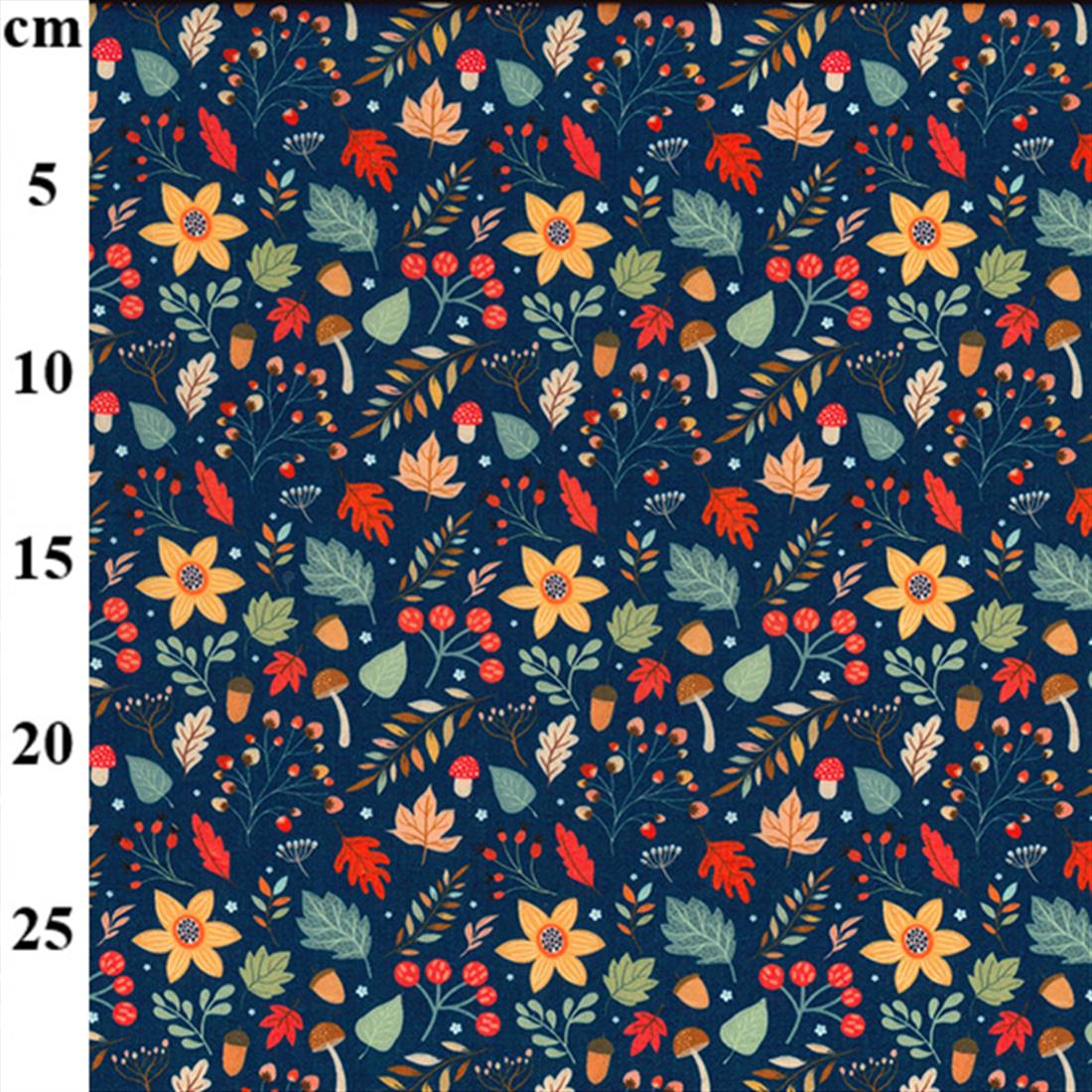 Floral Buller Square Printed Polycotton Fabric