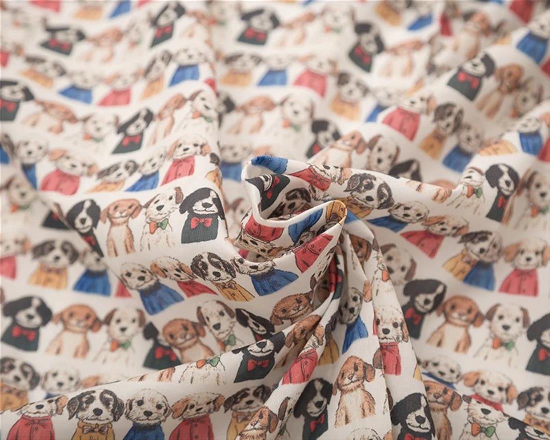 White MP Digital Polycotton Dogs Printed Fabric