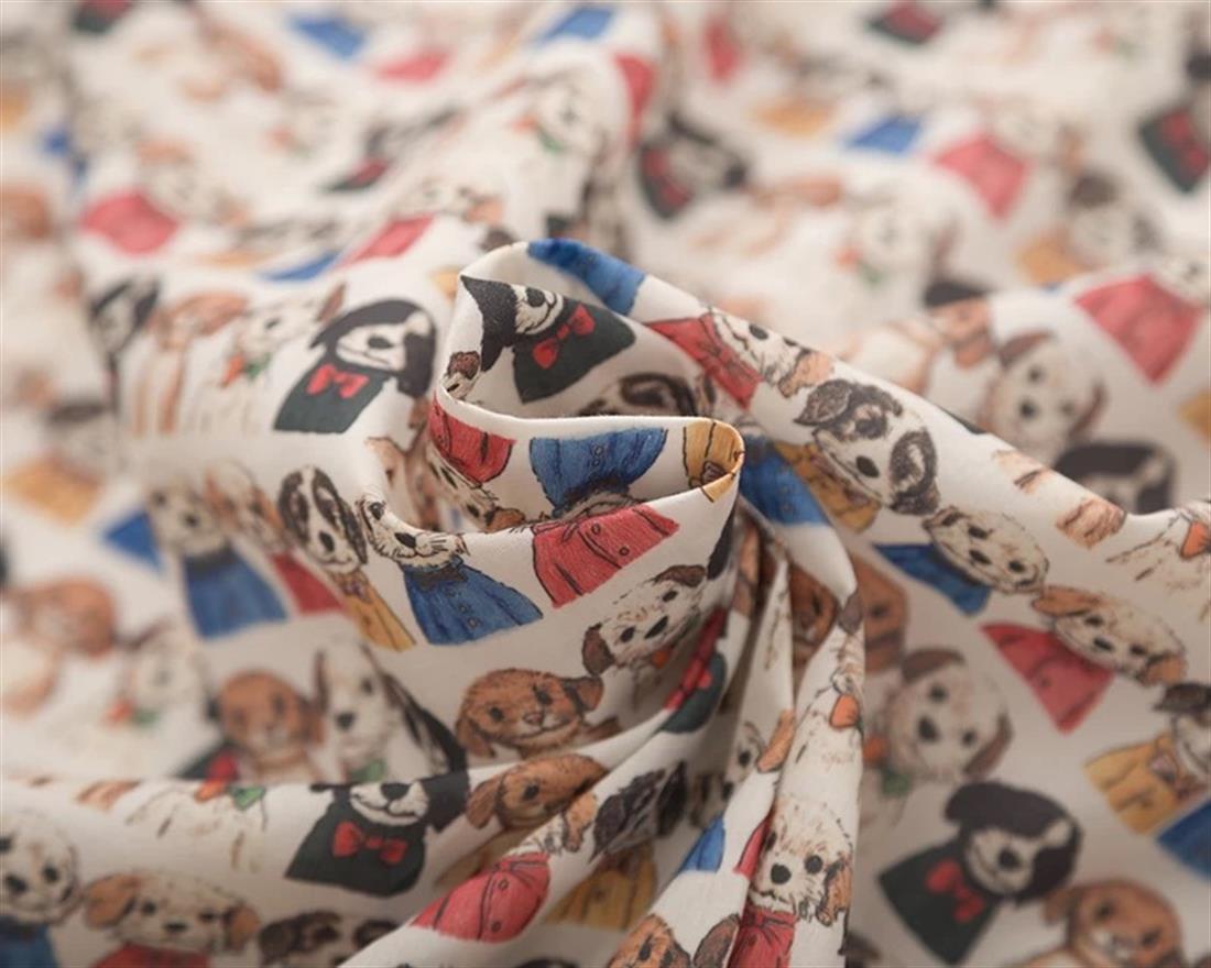 White MP Digital Polycotton Dogs Printed Fabric