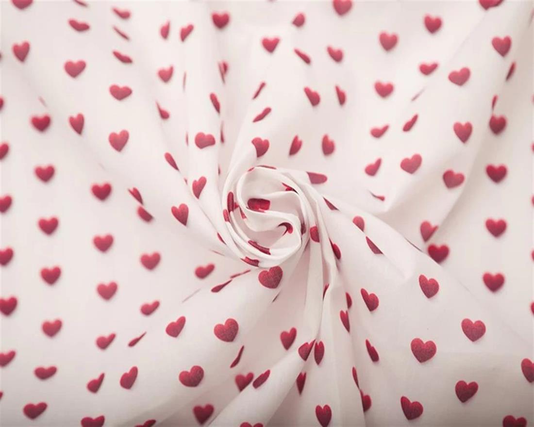 White MP Digital Polycotton 3D Crochet Hearts Bring a Charming