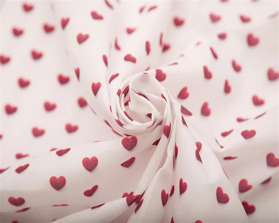 White MP Digital Polycotton 3D Crochet Hearts Bring a Charming