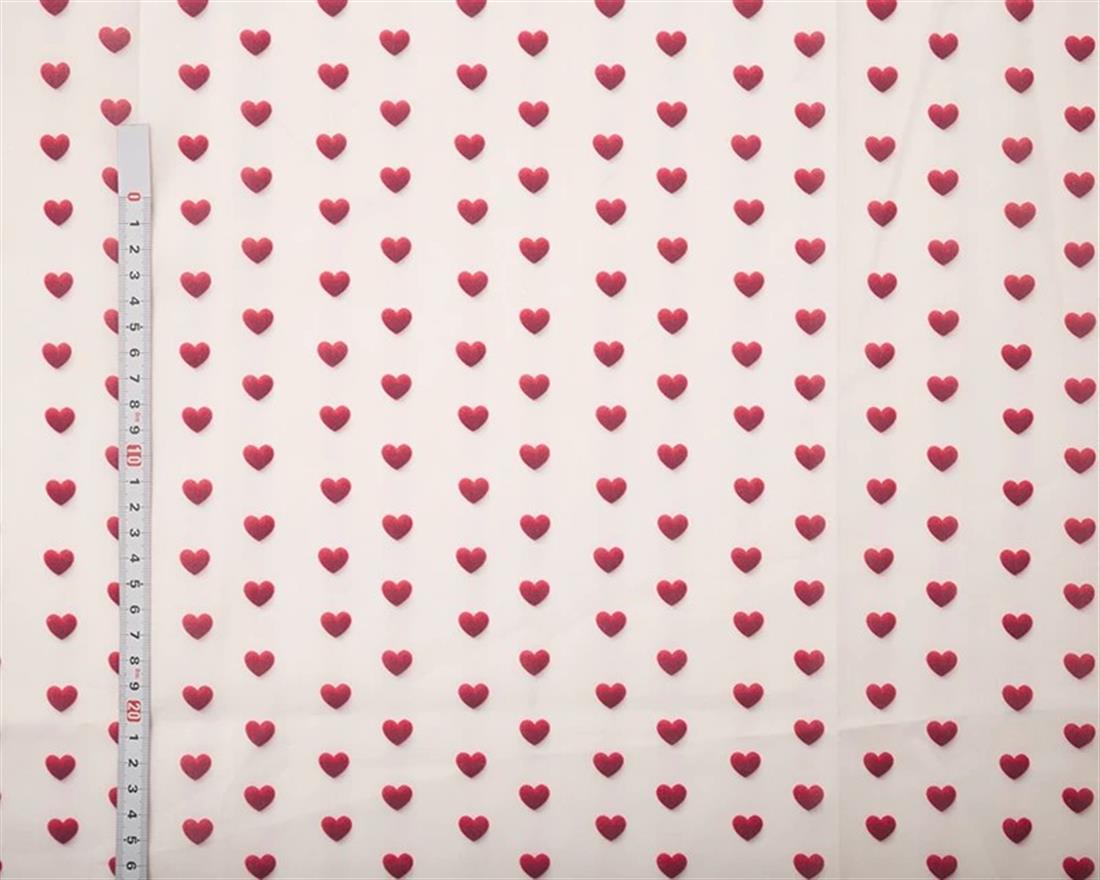 White MP Digital Polycotton 3D Crochet Hearts Bring a Charming