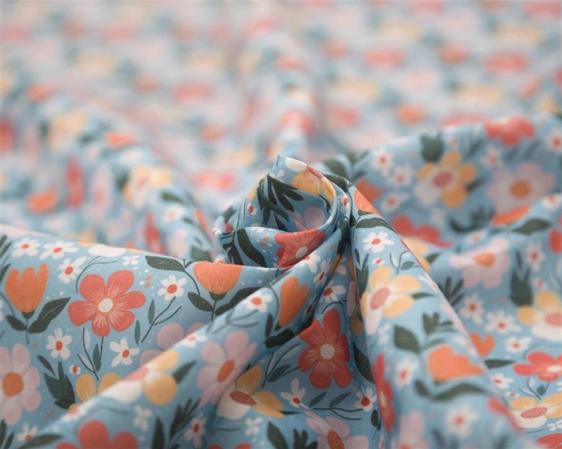 Blue MP Digital Polycotton Floral Add a Touch of Delicate Charm to…