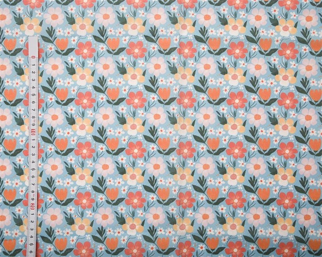 Blue MP Digital Polycotton Floral Add a Touch of Delicate Charm to…