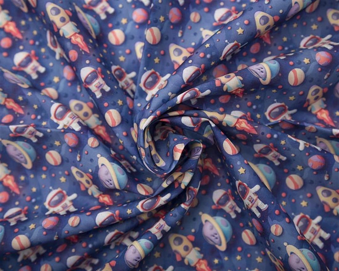 Navy MP Digital Polycotton 3D Astronauts Launch Your Sewing Projects…