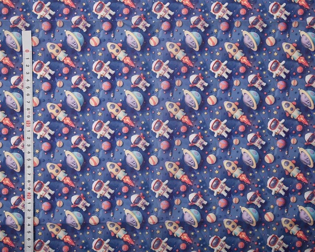 Navy MP Digital Polycotton 3D Astronauts Launch Your Sewing Projects…