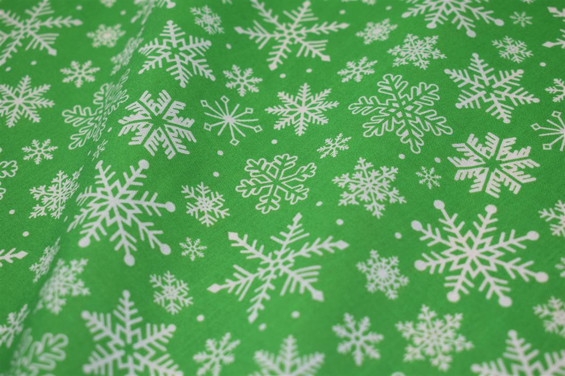 Snowflake Print PolyCotton Fabric