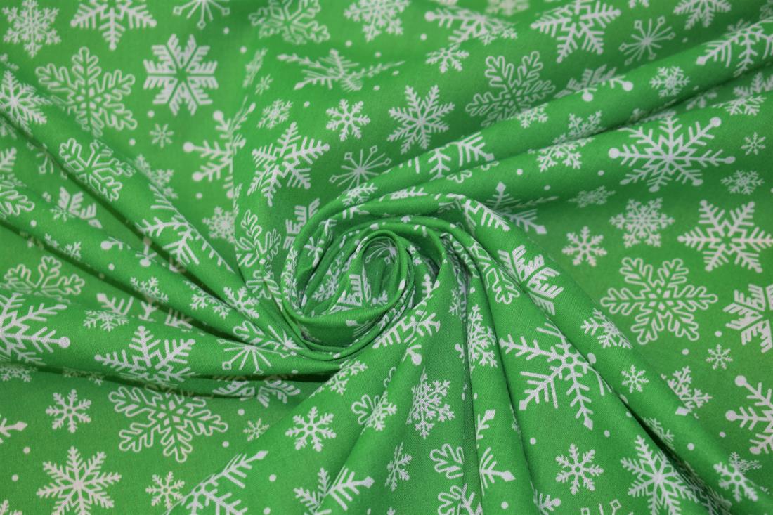 Snowflake Print PolyCotton Fabric