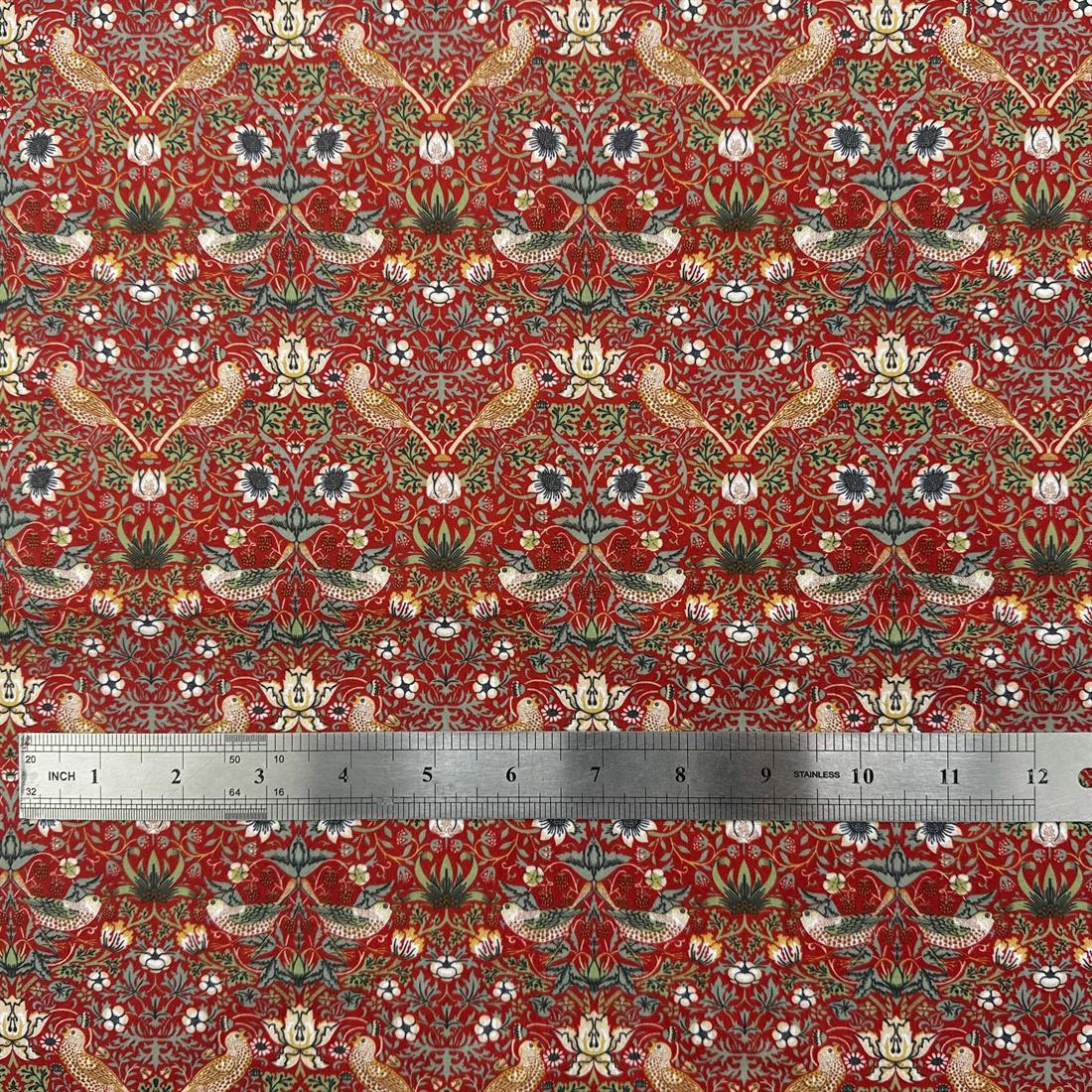 Strawberry Thief Red Printed Polycotton FabricThis Beautiful…
