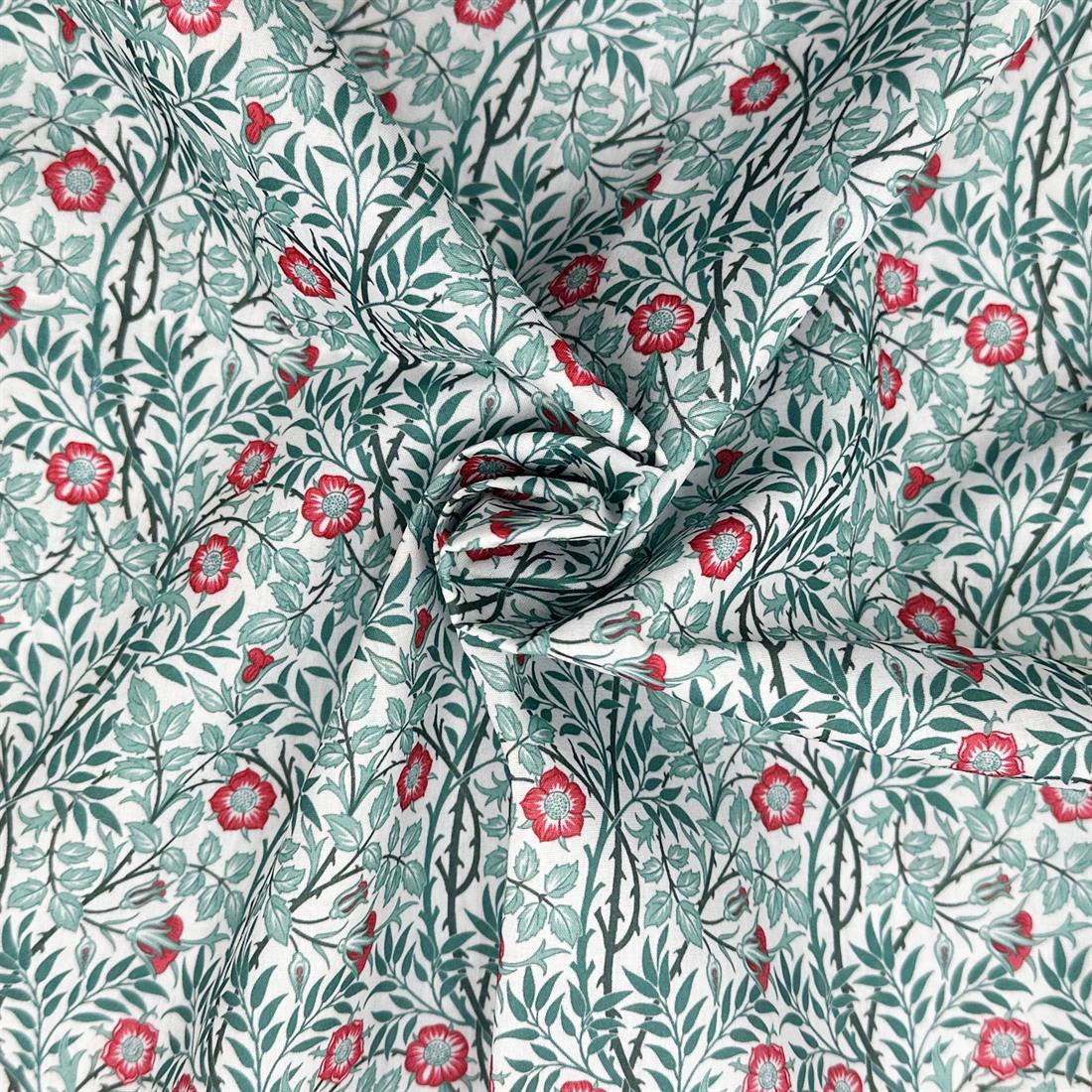 Azure Blue Sweet Briar Azure Printed Polycotton FabricThis Beautiful…