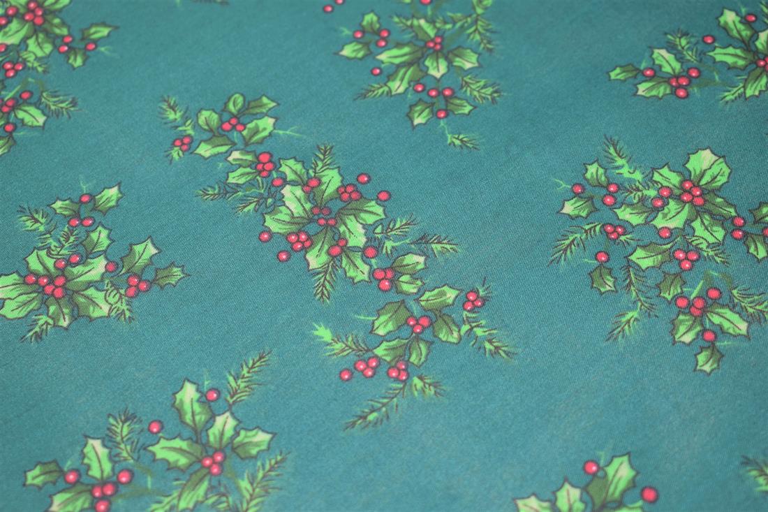 Holly Berries Print PolyCotton Fabric
