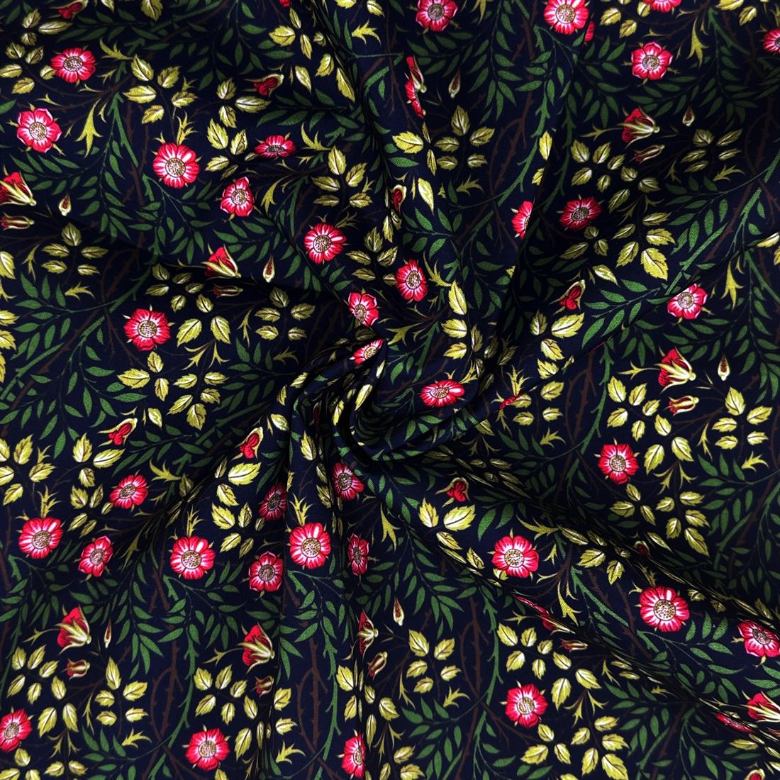 Sweet Briar Ebony Printed Polycotton FabricThis Beautiful Christmas…