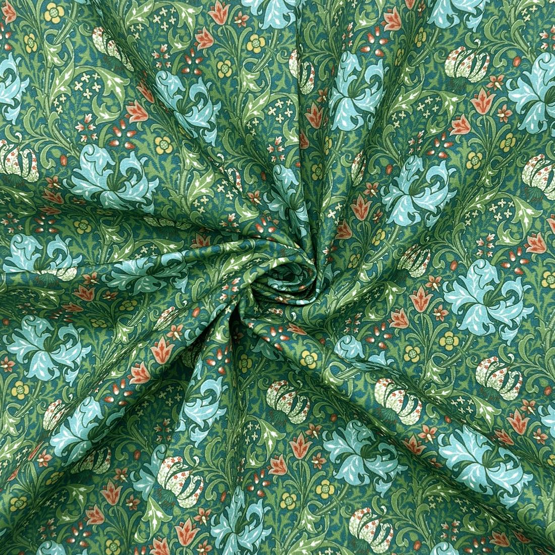 Golden Lily Green Printed Polycotton FabricThis Beautiful Christmas…