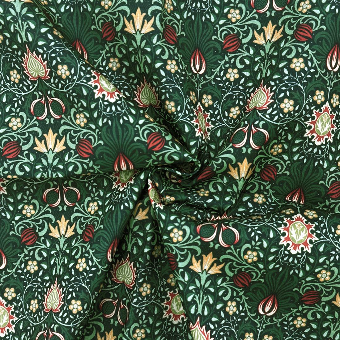 Green Persian Rouge Printed Polycotton FabricThis Beautiful Christmas…