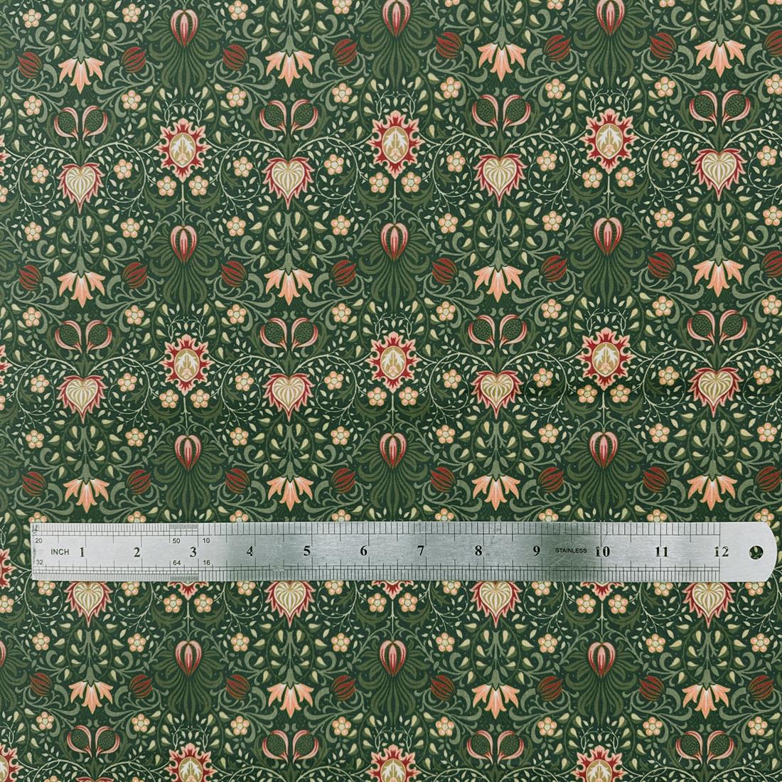Persian Olive Printed Polycotton FabricThis Beautiful Christmas Fabric