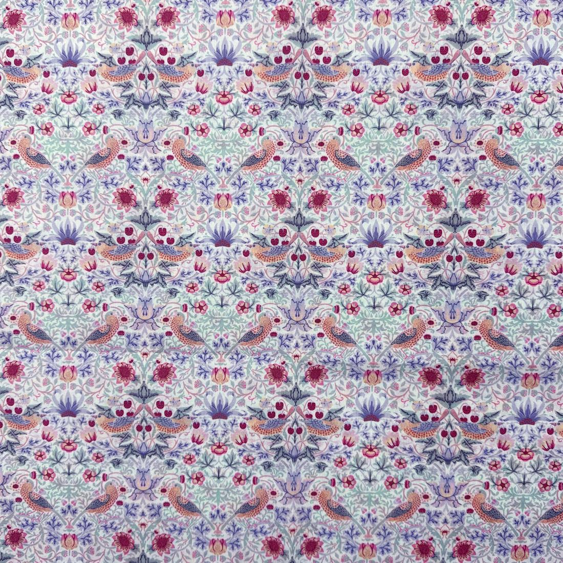 Strawberry Thief Pastel Lilac Printed Polycotton FabricThis Beautiful…