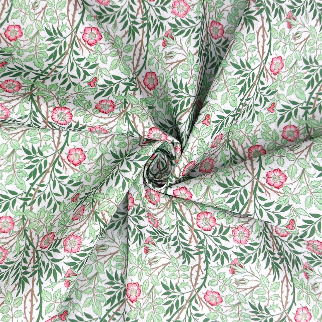 Sweet Briar Pastel Green Printed Polycotton FabricThis Beautiful…