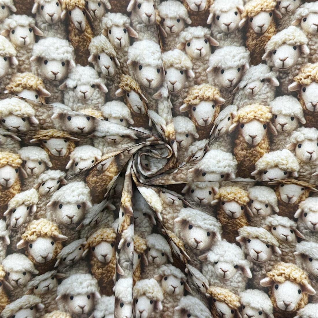 3D Sheep Natural Printed Polycotton FabricThis Beautiful Christmas…