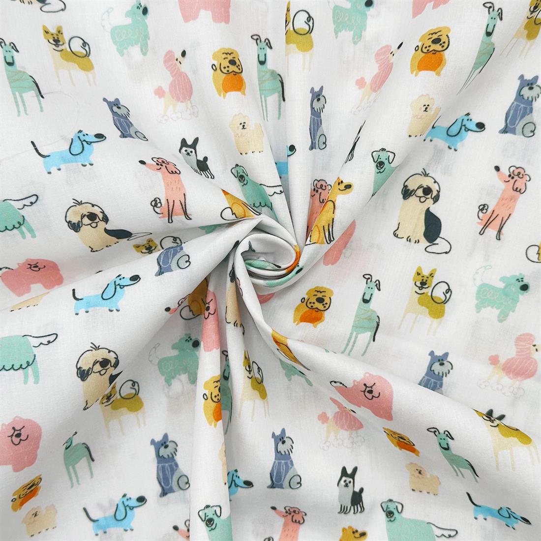 White Scribble Dogs Printed Polycotton FabricThis Beautiful Christmas…