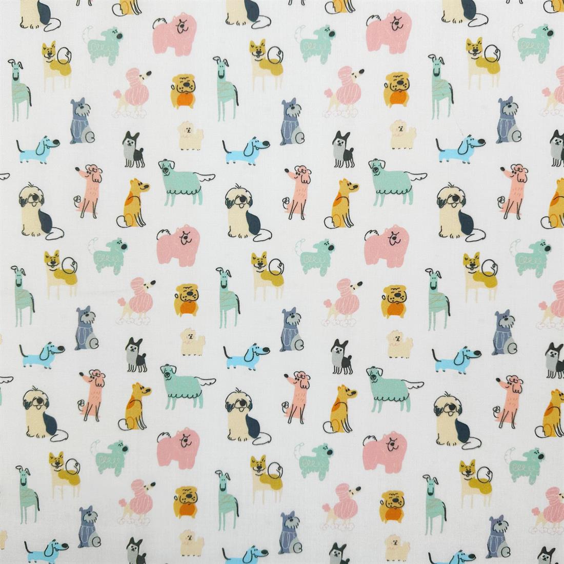 White Scribble Dogs Printed Polycotton FabricThis Beautiful Christmas…