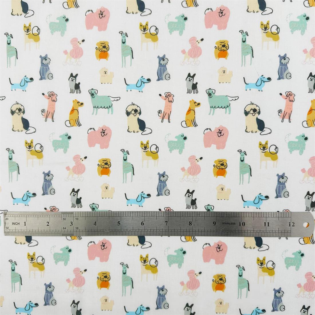 White Scribble Dogs Printed Polycotton FabricThis Beautiful Christmas…