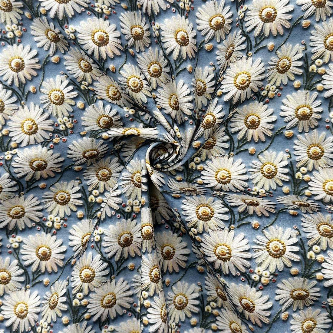 Grey 3D Daisies Printed Polycotton FabricThis Beautiful Christmas…