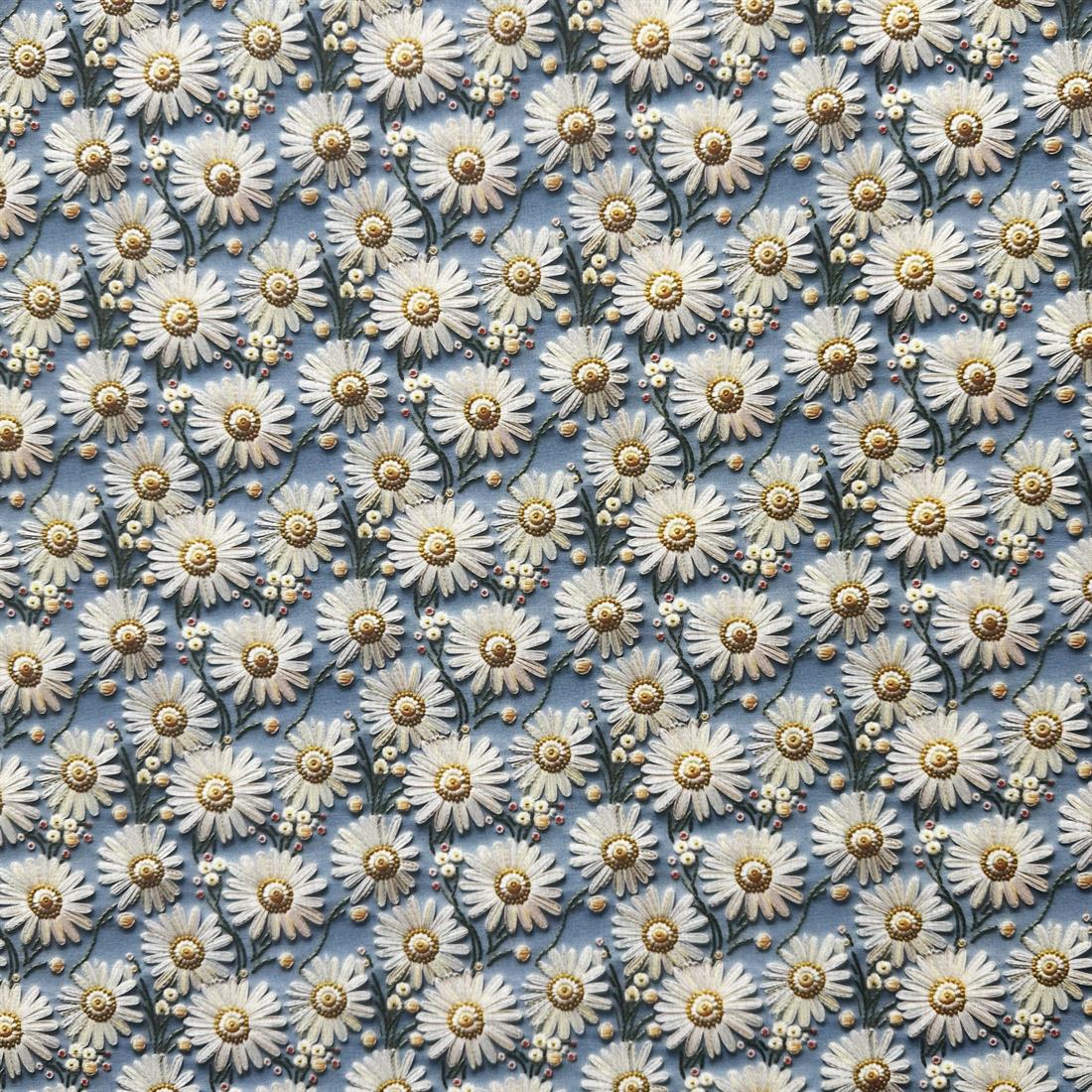 Grey 3D Daisies Printed Polycotton FabricThis Beautiful Christmas…