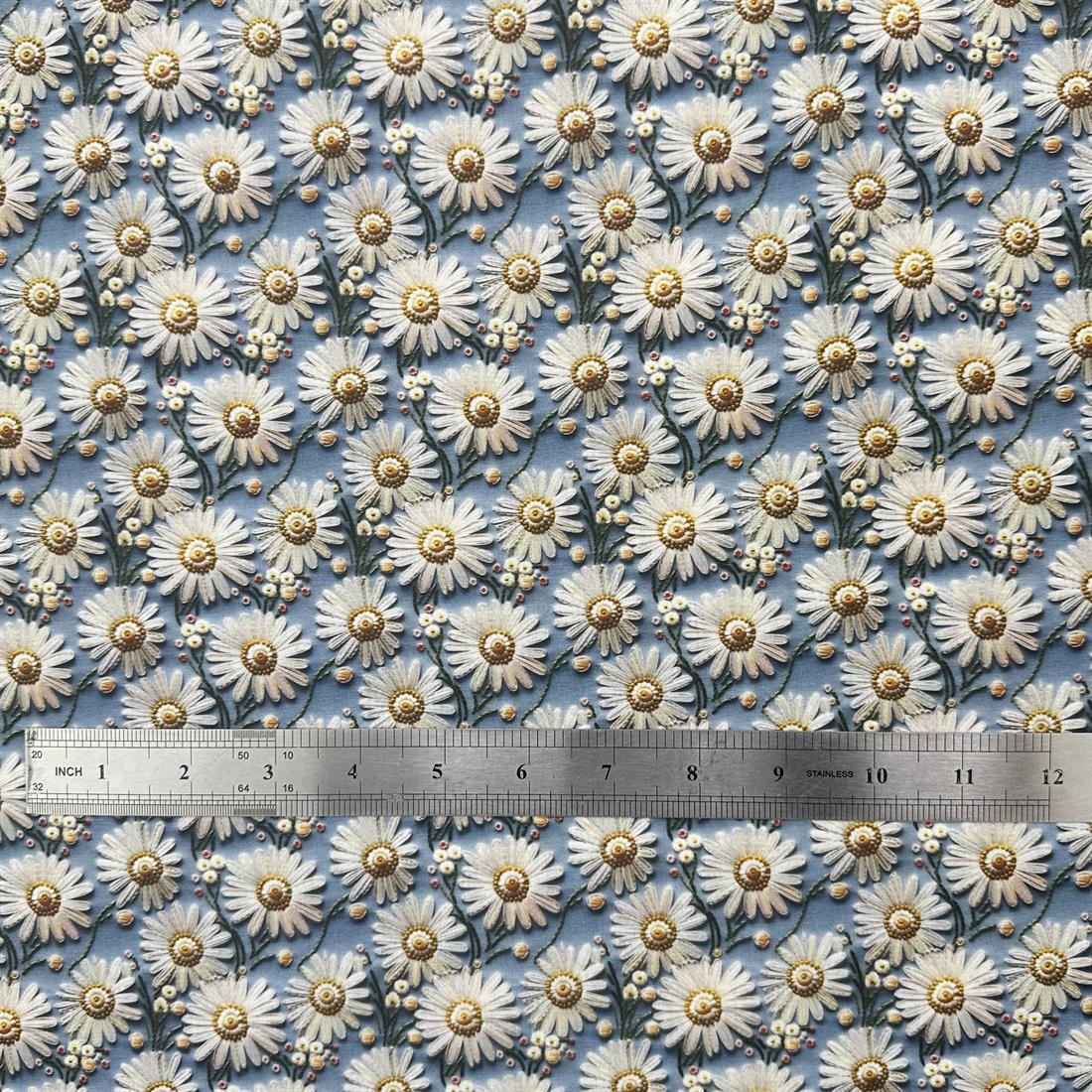 Grey 3D Daisies Printed Polycotton FabricThis Beautiful Christmas…