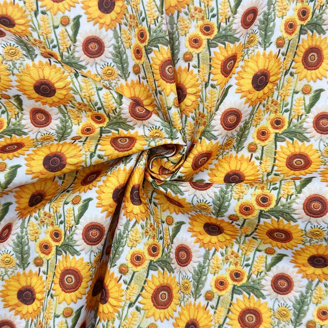 Sunflower 3D Sunflowers Printed Polycotton FabricThis Beautiful…