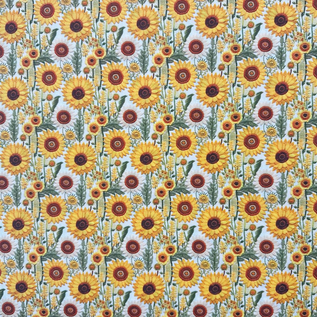 Sunflower 3D Sunflowers Printed Polycotton FabricThis Beautiful…