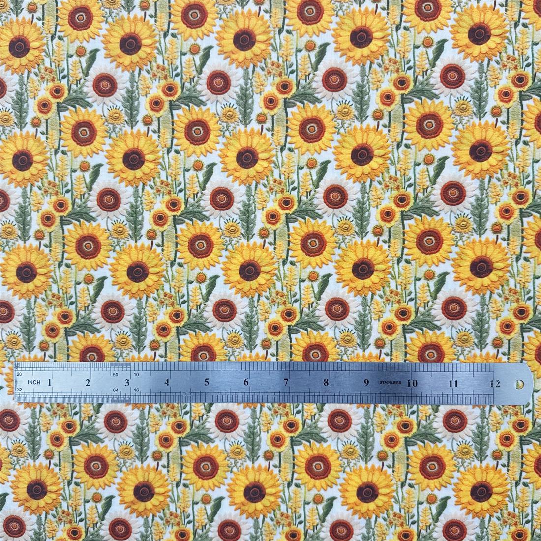 Sunflower 3D Sunflowers Printed Polycotton FabricThis Beautiful…