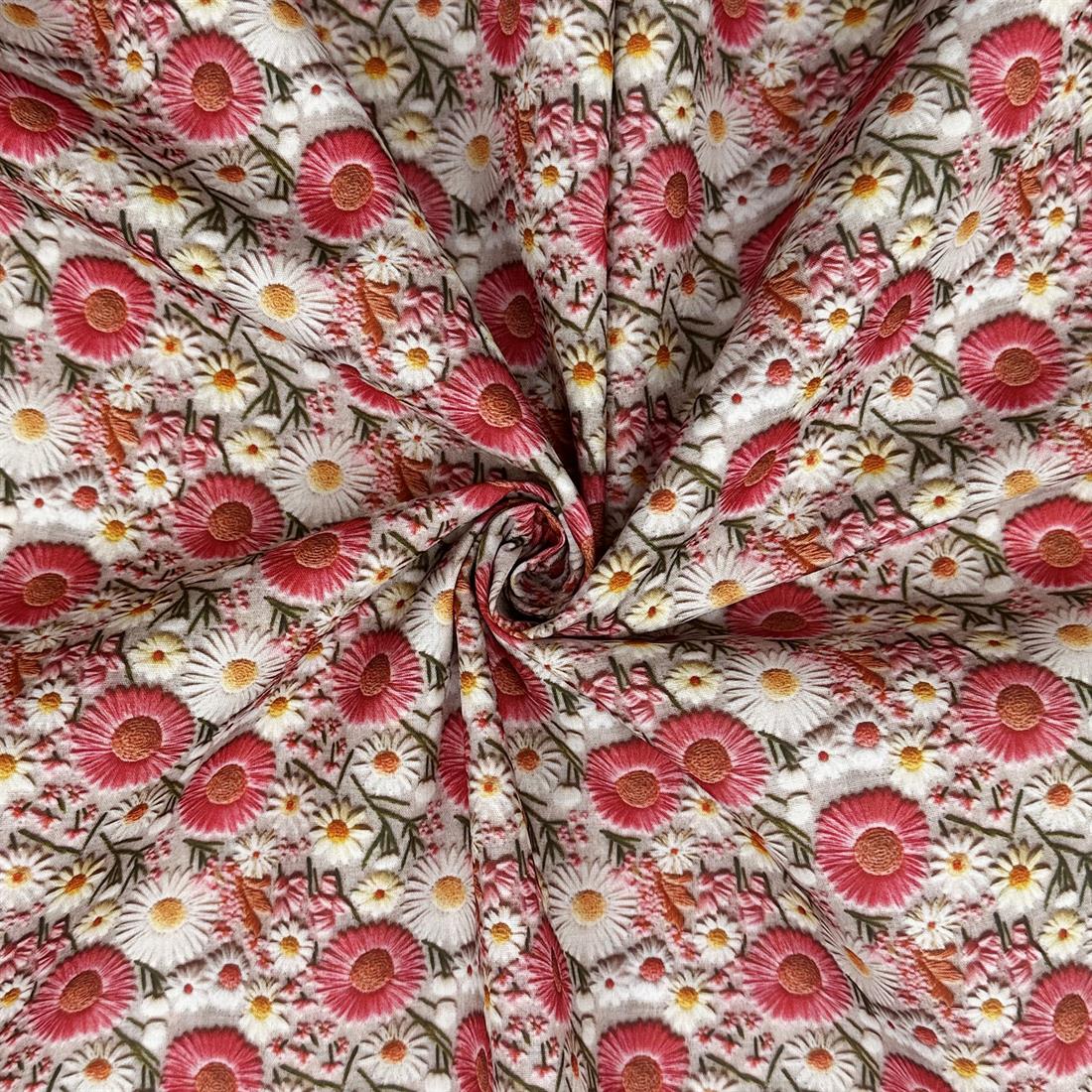 3D Pink Daisies Printed Polycotton FabricThis Beautiful Christmas…