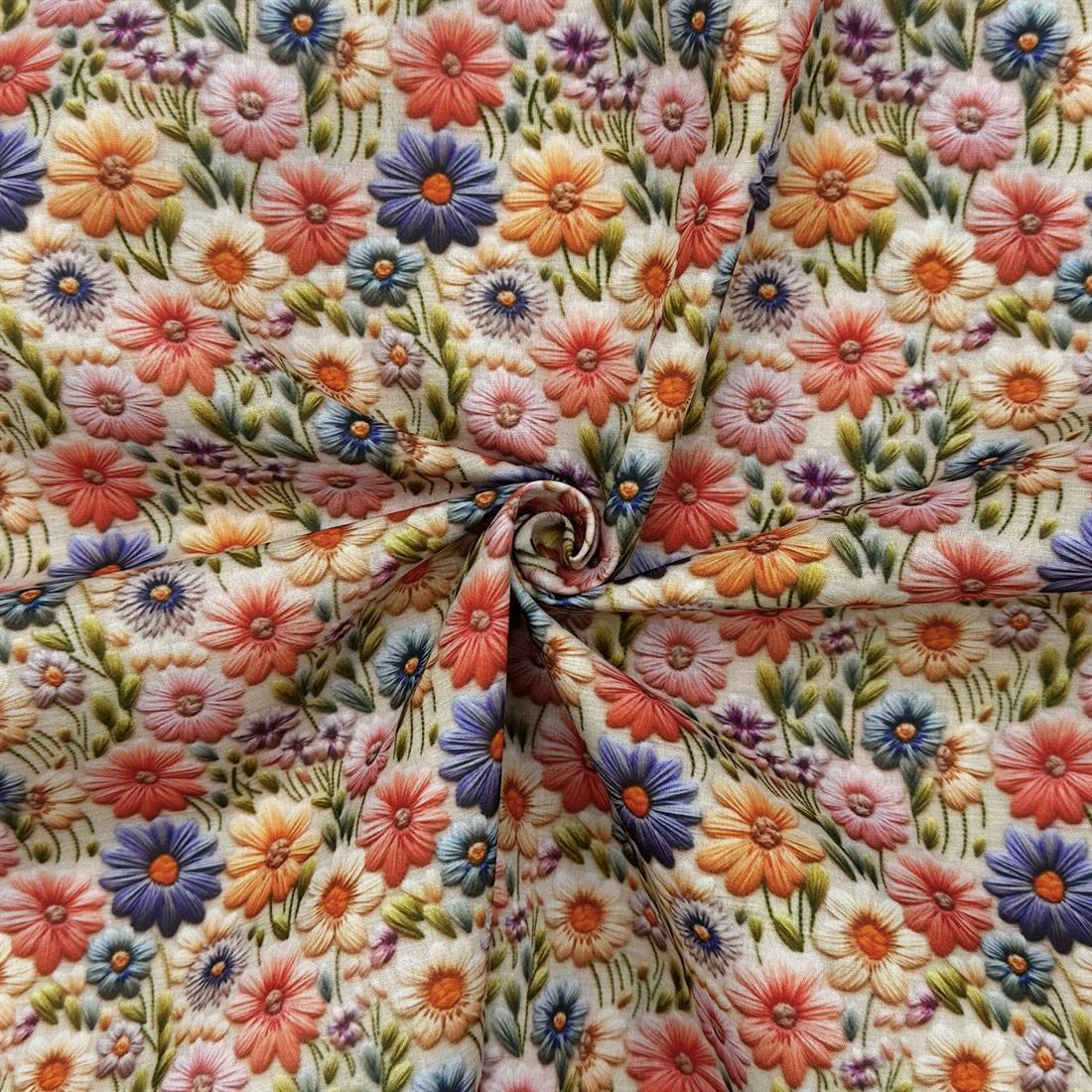 3D Multi Flowers Printed Polycotton FabricThis Beautiful Christmas…