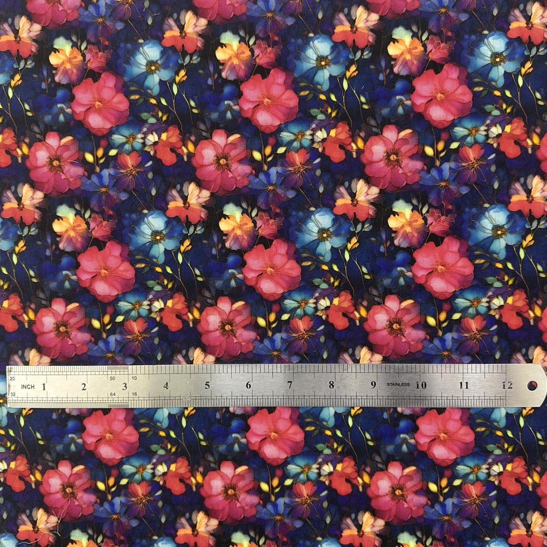 Navy Marble Batik Flowers