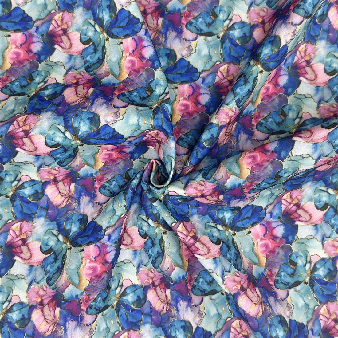Navy Marble Batik Butterflies