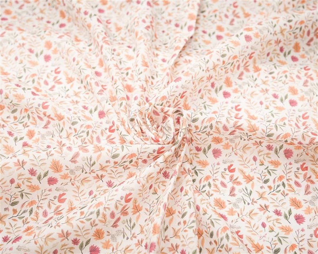 Cream MP Digital Polycotton Leaves Fabric