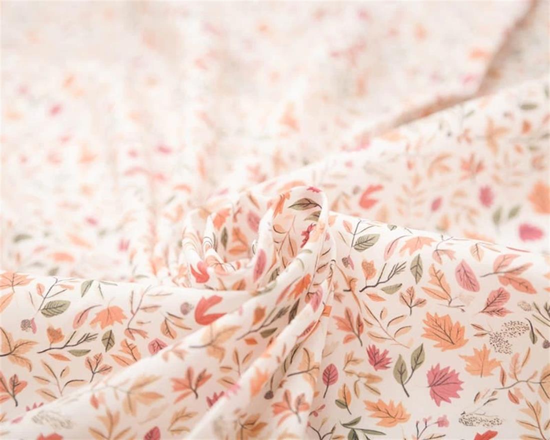 Cream MP Digital Polycotton Leaves Fabric