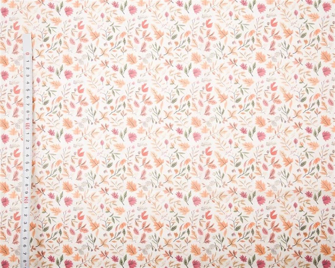 Cream MP Digital Polycotton Leaves Fabric