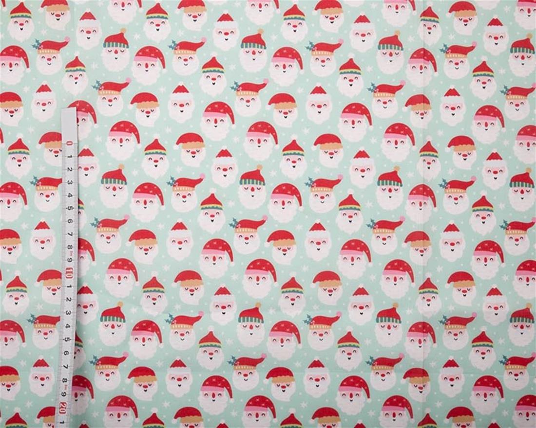 Blue MP Digital Polycotton Santas Fabric