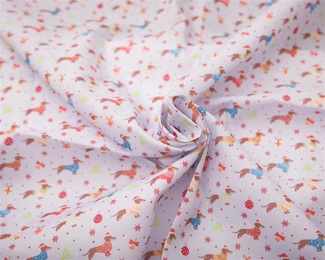 Silver MP Digital Polycotton Festive Dachshunds Add a Touch of Charm…