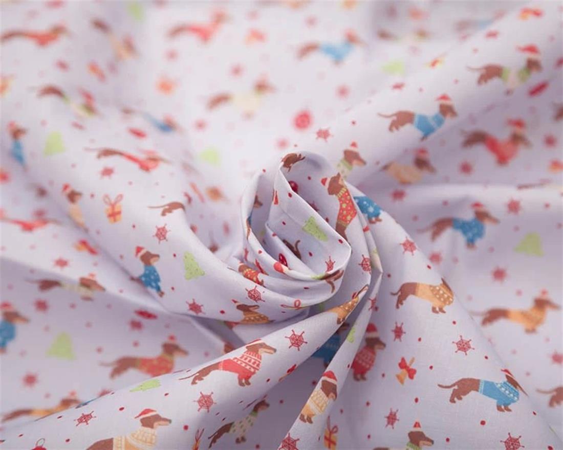 Silver MP Digital Polycotton Festive Dachshunds Add a Touch of Charm…
