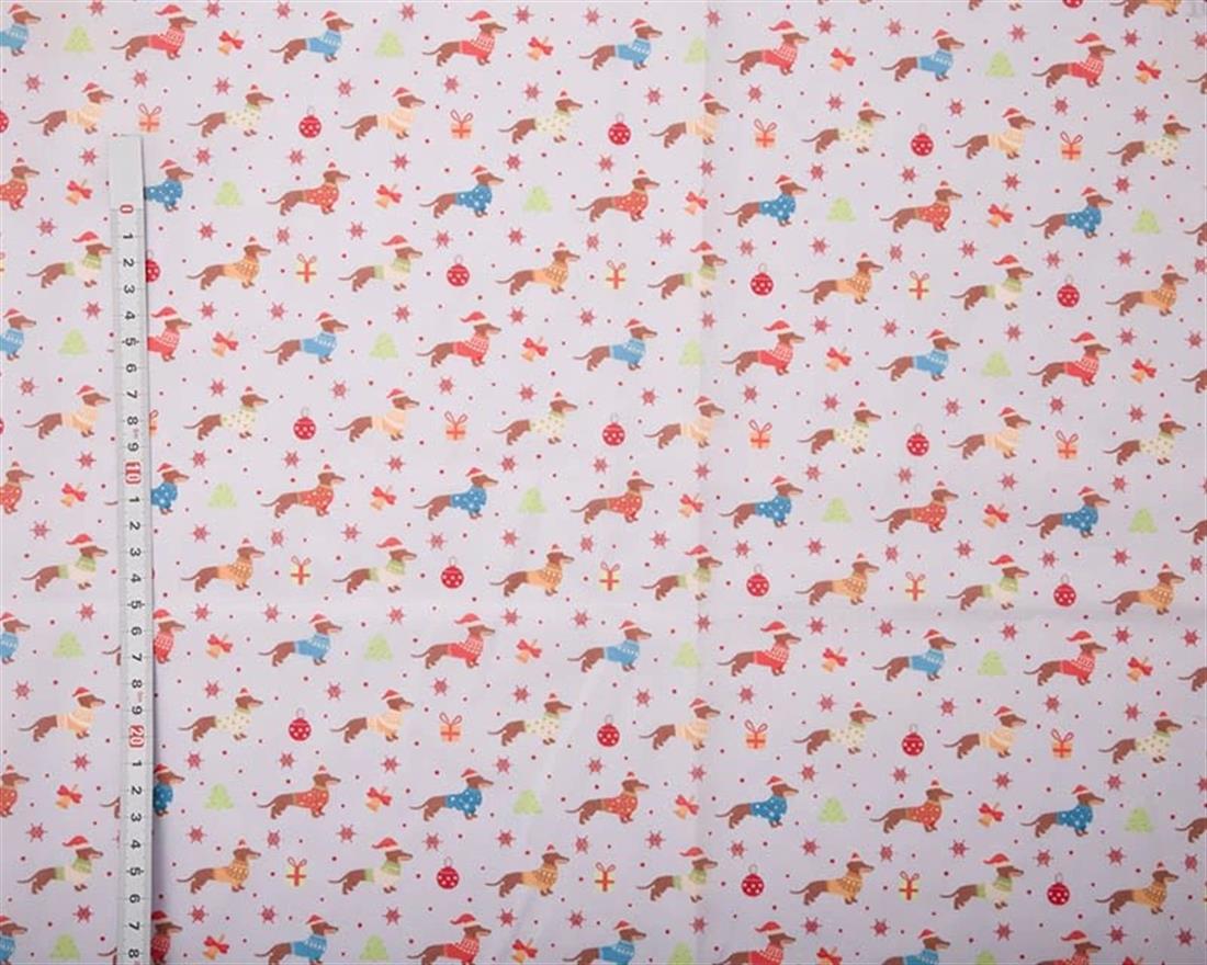 Silver MP Digital Polycotton Festive Dachshunds Add a Touch of Charm…