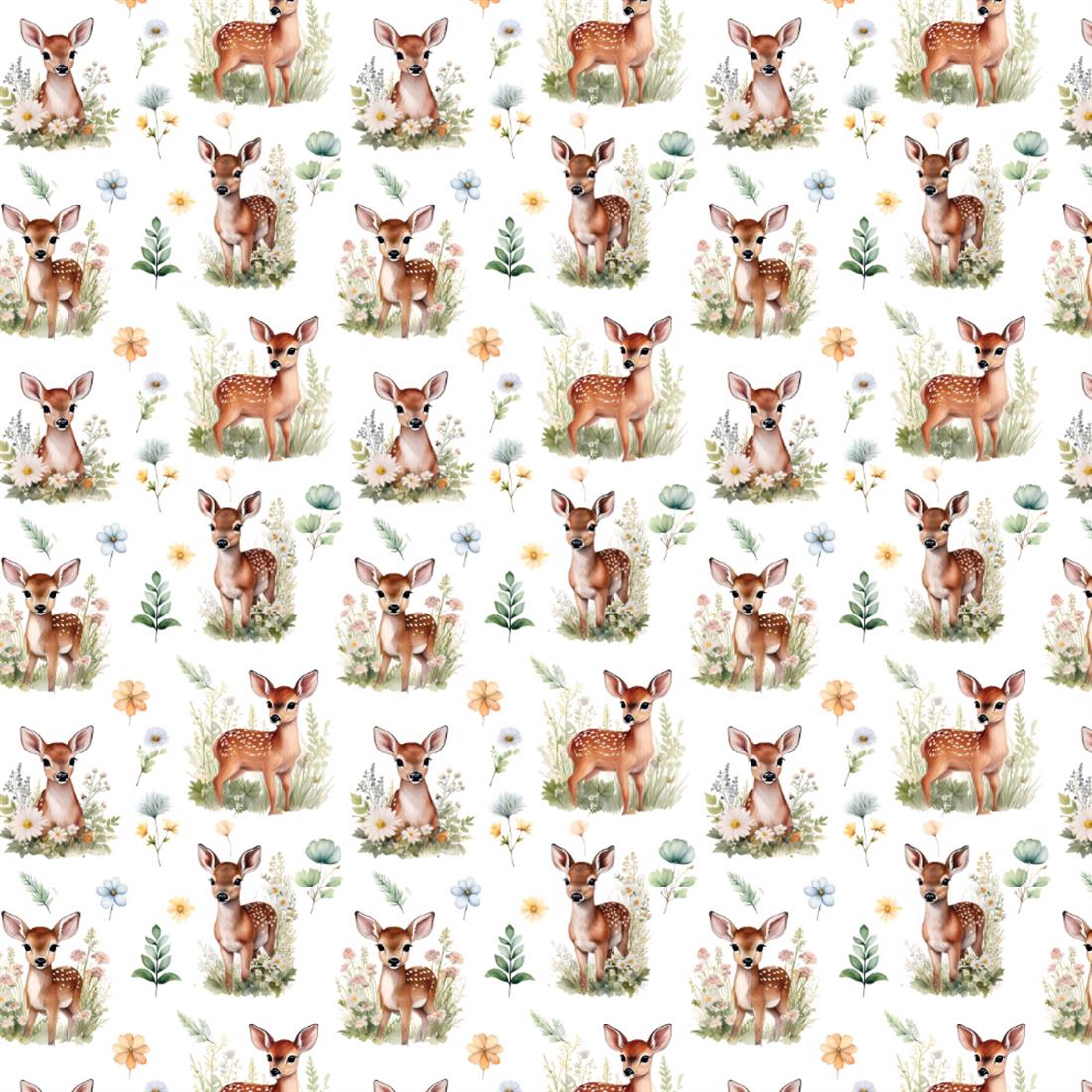 White Meadow Fawn Printed Polycotton FabricThis Beautiful Christmas…