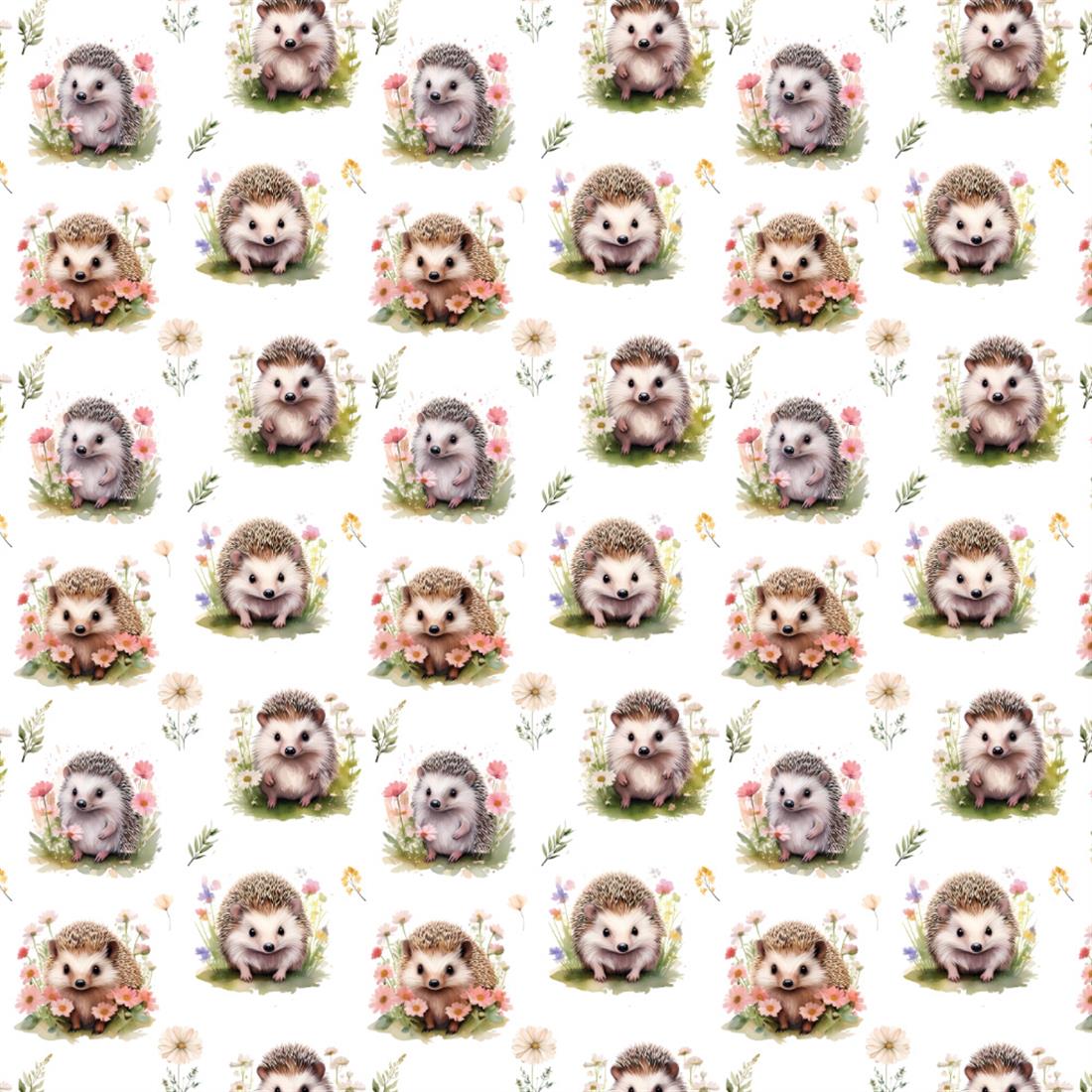 White Meadow Hedgehog Printed Polycotton FabricThis Beautiful…