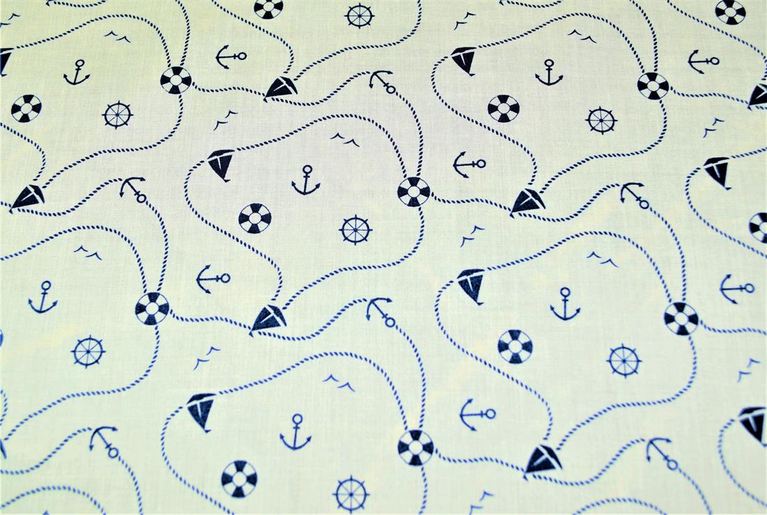 Away We Sail Printed PolyCotton Fabric