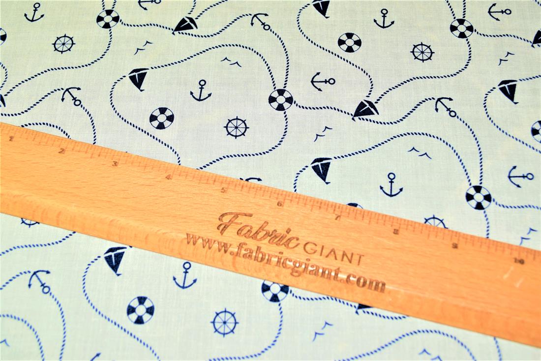 Away We Sail Printed PolyCotton Fabric