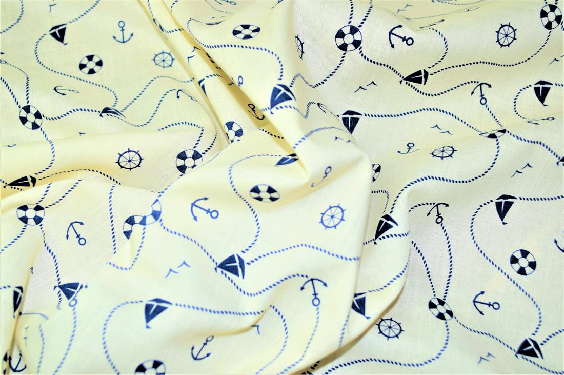 Away We Sail Printed PolyCotton Fabric