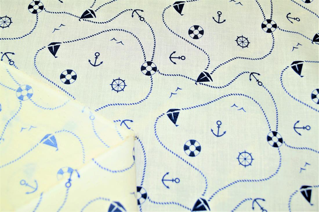 Away We Sail Printed PolyCotton Fabric