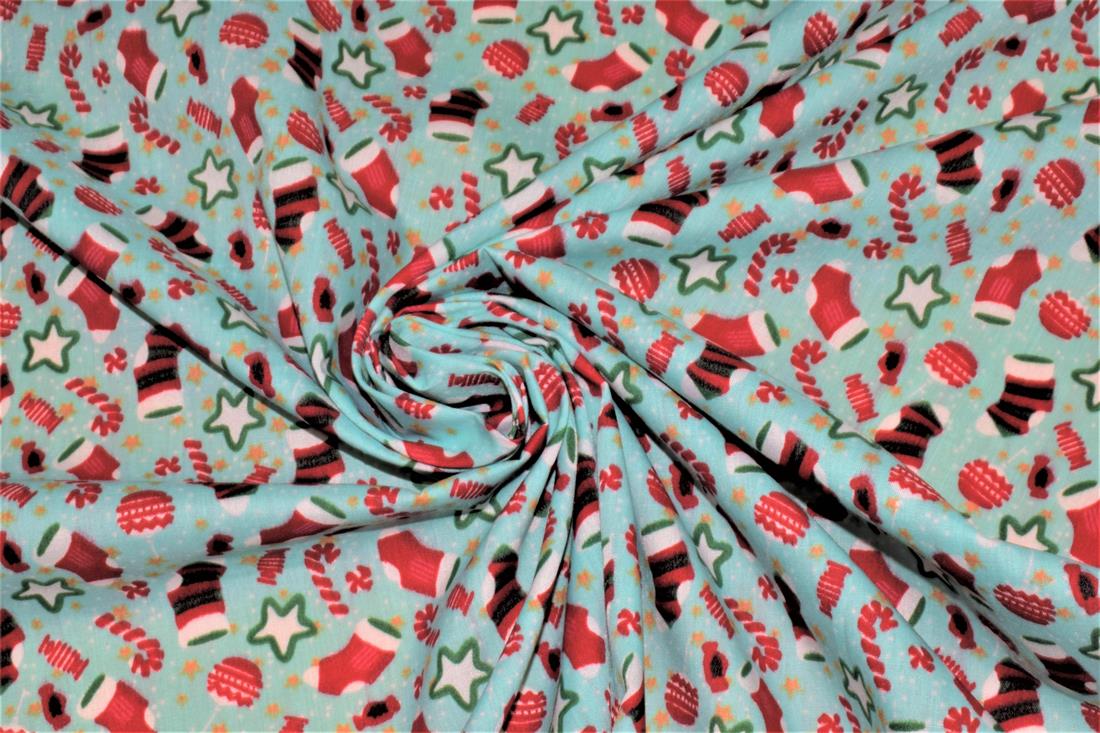 Sock Cane Bauble Print Christmas Fabric